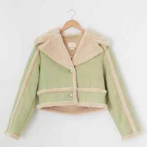 UO chloe faux shearling cropped jacket
